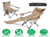 Outdoor Reclining Camping Lounge Chair 95&deg-160&deg Adjustable Angle Carbon Steel Frame Heavy Duty 19968729