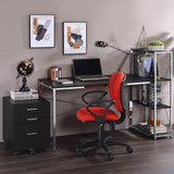 Black and Chrome Writing Desk with Sled Base B062P184567