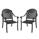Cast Aluminum Patio Dining Chair 2PCS With Black Frame and Cushions In Random Colors W1710P166003