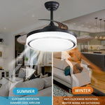 ZUN 42 inch Retractable Ceiling Fans Lights Remote Control,Fandelier Flush Mount Modern Ceiling Fan W2352P154686