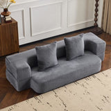 Ebern Designs Transformable Sectional Sofa with 3 Ottoman Stools - Supportive Foam Fold-Out Bed, W1829P280221