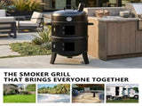 43 x 52 x 85 cm Black Cylindrical Smoker with Chimney Powder-Coated Iron 63817602