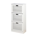 ZUN Wooden Shoe Cabinet for Entryway, White Shoe Storage Cabinet with 3 Flip Doors 20.94x9.45x43.11 inch 55963854