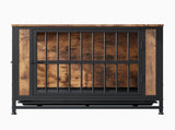 Dog Crate Furniture, Wooden Dog Crate Table, 32.8" Dog Kennel with 2 Slidings and Thick Iron W840P203066