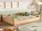 Full Size Floor Platform Bed with Full-length Guardrails, Low Profile Full Bed Frame, No Box Spring W1580P438793