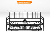 Twin Daybed with RGB LED Lights & Charging Station, Height Adjustable Day Bed Frame with Trundle, 52282237