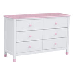 ZUN Wooden Storage Dresser with 6 Drawers,Storage Cabinet for kids Bedroom,White+Pink 36346683