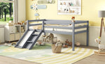 ZUN Twin Low Loft Bed with Slide, Ladder, Safety Guardrails, No Box Spring Needed,Grey 87862463