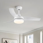 ZUN 42 inch indoor white ceiling fan with LED light W1367P146456