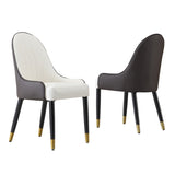 ZUN Dining Chairs Set of 2, Chair with PU Leather White and brown metal legs for Living Kitchen 52041293