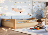 Twin Size Floor Platform Bed with Full-length Guardrails, Low Profile Twin Bed Frame, No Box Spring W1580P438791