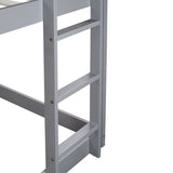 Twin over Twin Rubber Wood Floor Bunk Bed, with ladder,Guardrails,House-Shaped-Bunk Bed,Grey W504P206863