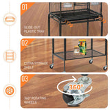 53" Large Flight Bird Cage with Rolling Stand & Storage Shelf for Parrots Lovebird Cockatiel 64100924