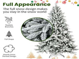 6ft Flocked Christmas Tree with 1100 Tips, Realistic PEPVC Snowy Hinged Tree with Metal Stand, Full 69670078