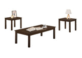 ZUN Walnut / Brown Color Elegant 3pc Coffee Table Set 1x Coffee Table and 2x End Tables Living Room B011P237497