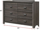 ZUN 1pc Contemporary Six Drawers Dresser Brownish Gray Driftwood Finish Rustic Finish Bedroom Wooden B011P234751