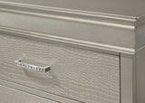 5-Drawer Tall Chest Modern 1pc Beige Champagne Texture Finish Solid Wood Wooden Crystal Tufted B011P198809