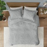 Twin Embroidered Medallion Faux Fur Ultra Plush Comforter Mini Set B03597084