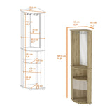 Oregon Corner Bar Cabinet, 3-Tier Shelf with Glass Rack B128P176134
