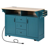 K&K 55.7'' Large Kitchen Island with 2 Drop Leaf,, Rolling Kitchen Cart on 5 Wheels with Power N707P186617E