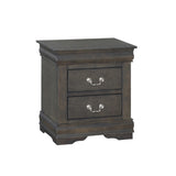 Solid Pine Nightstand with 2 Drawers, Dark Gray B016P261428