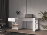 White Computer Desk with Drawer and Open Storage B062P290243