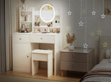 Fashion Vanity Desk with Mirror Lights for Makeup Cushioned Chair, Vanity Mirror with Lights W2699P214618