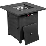 ZUN 28-Inch Fire Table,50000 BTU Gas Firepit with Volcanic Stone Black 55999158