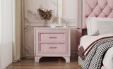 Mid Century Vintage Nightstand with Metal Legs for Bedroom, Velvet Bedside Table with 2 Drawers, N733P183659H