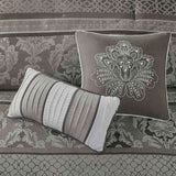 7 Piece Jacquard Comforter Set Grey Queen B03597022