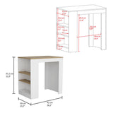 Portree Kitchen Island with 3-Side Shelves B200P188817