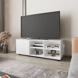 White TV Stand with a Door and Open Storage B062P290261