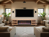 Laurel Canyon 82 inch Fireplace TV Stand for TVs up to 90 inches, Minimal Assembly, Natural Finish B108P292279
