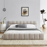 Queen Size Upholstered Bed Frame Thick Fabric, Chenille Fabric Grounded Queen Size Platform Bed 09509443