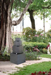 ZUN 19.7x19.7x41.7" Gray Cement 4 Tier Block Water Fountain Outdoor W2078P178867