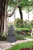 ZUN 19.7x19.7x41.7" Gray Cement 4 Tier Block Water Fountain Outdoor W2078P178867