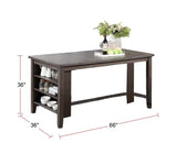 ZUN Modern Casual 1pc Counter Height High Dining Table w Storage Shelves Wooden Rustic Espresso Kitchen B011P160333