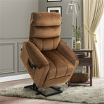 ZUN Brown Velvet Recliner Chair,Power Lift Chair with Vibration Massage, Remote Control 50283398