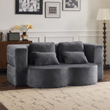 Queen Size Sofa Bed, Chenille Futon Sofa Couch, High-Density Foam Convertible Sleeper Sofa, W1829P280219