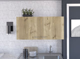 White and Light Oak Rectangle 2-Door Wall Cabinet B06280327