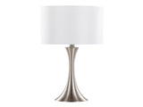 Lenuxe 24" Contemporary Metal Table Lamp in Brushed Nickel with White Semi-gloss Linen Shade from B202P224072