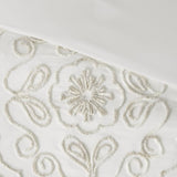 3 Piece Tufted Cotton Chenille Comforter Set Ivory/Taupe King/Cal King B03597182
