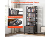 4-Shelf Media Storage Cabinet with Drawers, 15.75 x 11.81 x 56.50 in Organizer for CDs, DVDs, Books, 90219524