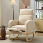 ZUN Modern Accent Rocking Chair Rocking Chair with Solid Wood Legs, Upholstered Nursery Glider Rocker, W2725P254694