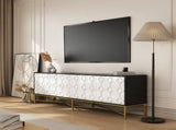 Modern Black and White Color Scheme Press Design 4 Door Cabinet, Living Room TV Stand T3609P347452