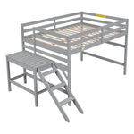 ZUN Full Loft Bed with Platform,ladder,Grey 72919783