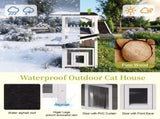 4 Tiers Outdoor Cat House Weatherproof Cat Tree Tower with Waterproof Roof and 2 Doors , Feral Cat 21197989