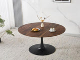42.1" walnut Color Top Tulip Table, Mid-century Dining Table for 4-6 People - Round MDF Table Top W234P490235