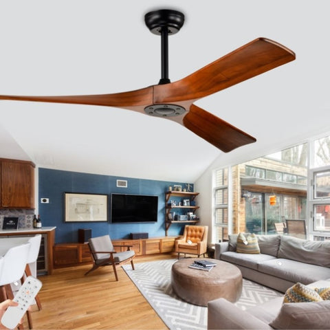 ZUN 52" Ceiling Fan with Remote Control No Lights,Modern Reversible DC Motor Indoor 3 Blades Ceiling W1592109878