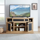 Embossed Pattern TV Stand, TV and Media Console with Open and Closed Storage Space and sliding door W1758P231685